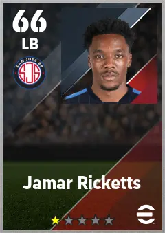Jamar Ricketts eFootball 2026 player card — 66 OVR LB