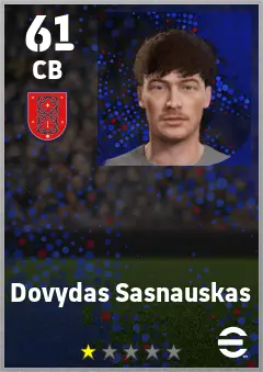 Dovydas Sasnauskas eFootball 2026 player card — 61 OVR CB