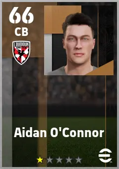 Aidan O Connor eFootball 2026 player card — 66 OVR CB