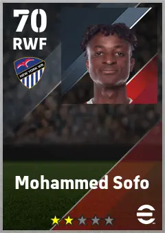 Mohammed Sofo eFootball 2026 player card — 70 OVR RWF