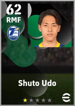 Shuto Udo eFootball 2026 player card — 62 OVR RMF
