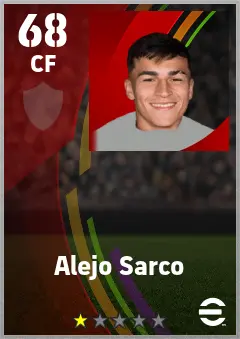 Alejo Sarco eFootball 2026 player card — 68 OVR CF