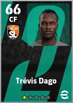 Trevis Dago eFootball 2026 player card — 66 OVR CF