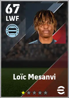 Loic Mesanvi eFootball 2026 player card — 67 OVR LWF