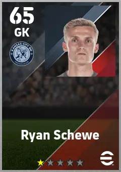 Ryan Schewe eFootball 2026 player card — 65 OVR GK