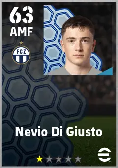 Nevio Di Giusto eFootball 2026 player card — 63 OVR AMF
