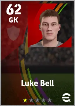 Luke Bell eFootball 2026 player card — 62 OVR GK