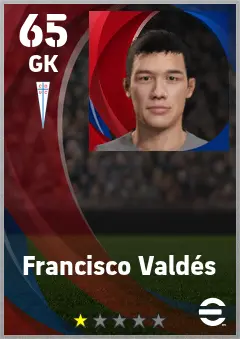 Francisco Valdes eFootball 2026 player card — 65 OVR GK