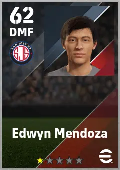 Edwyn Mendoza eFootball 2026 player card — 62 OVR DMF