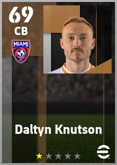 Daltyn Knutson eFootball 2026 player card — 69 OVR CB