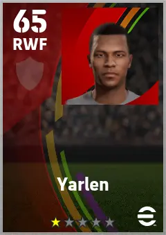 Yarlen eFootball 2026 player card — 65 OVR RWF