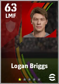 Logan Briggs eFootball 2026 player card — 63 OVR LMF