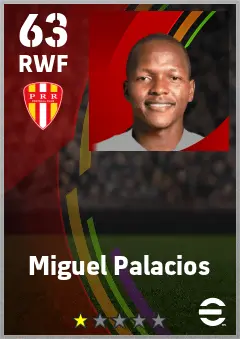 Miguel Palacios eFootball 2026 player card — 63 OVR RWF