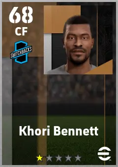 Khori Bennett eFootball 2026 player card — 68 OVR CF