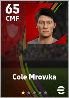 Cole Mrowka eFootball 2026 player card — 65 OVR CMF