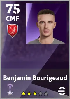 Benjamin Bourigeaud eFootball 2026 player card — 75 OVR CMF