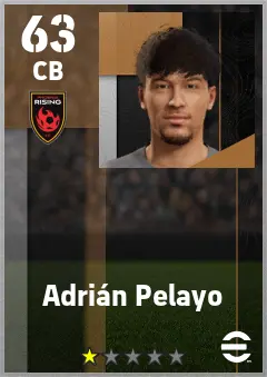 Adrian Pelayo eFootball 2026 player card — 63 OVR CB