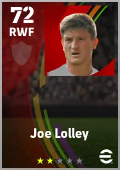 Joe Lolley eFootball 2026 player card — 72 OVR RWF