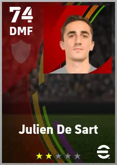 Julien De Sart eFootball 2026 player card — 74 OVR DMF