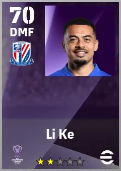 Li Ke eFootball 2026 player card — 70 OVR DMF