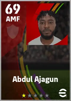 Abdul Ajagun eFootball 2026 player card — 69 OVR AMF