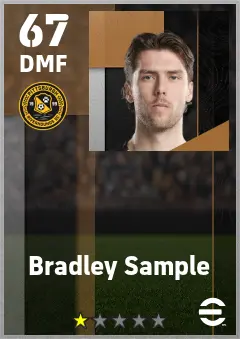 Bradley Sample eFootball 2026 player card — 67 OVR DMF