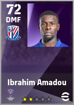 Ibrahim Amadou eFootball 2026 player card — 72 OVR DMF