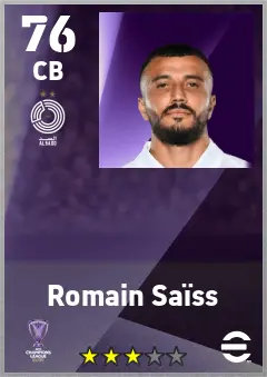 Romain Saiss eFootball 2026 player card — 76 OVR CB