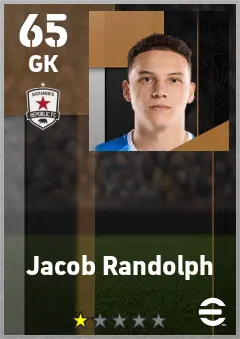 Jacob Randolph eFootball 2026 player card — 65 OVR GK