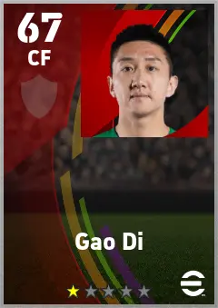 Gao Di eFootball 2026 player card — 67 OVR CF