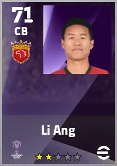 Li Ang eFootball 2026 player card — 71 OVR CB