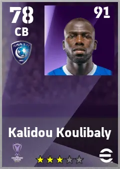 Kalidou Koulibaly eFootball 2026 player card — 78 OVR CB