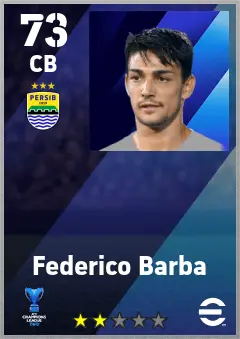 Federico Barba eFootball 2026 player card — 73 OVR CB