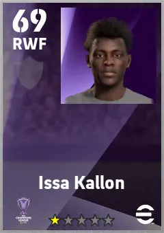 Issa Kallon eFootball 2026 player card — 69 OVR RWF