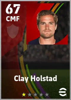 Clay Holstad eFootball 2026 player card — 67 OVR CMF