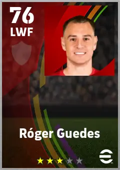 Roger Guedes eFootball 2026 player card — 76 OVR LWF