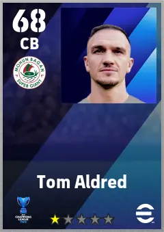 Tom Aldred eFootball 2026 player card — 68 OVR CB