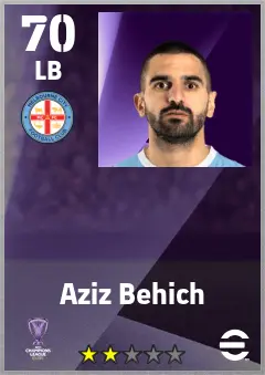 Aziz Behich eFootball 2026 player card — 70 OVR LB