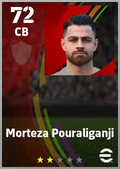 Morteza Pouraliganji eFootball 2026 player card — 72 OVR CB