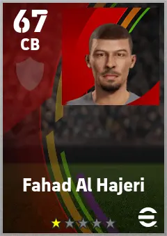 Fahad Al Hajeri eFootball 2026 player card — 67 OVR CB