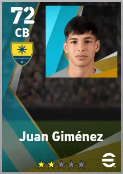 Juan Gimenez eFootball 2026 player card — 72 OVR CB