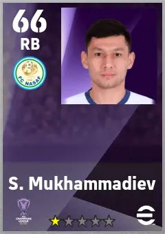 S. Mukhammadiev eFootball 2026 player card — 66 OVR RB