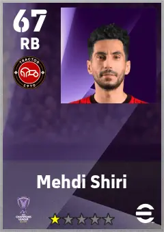 Mehdi Shiri eFootball 2026 player card — 67 OVR RB