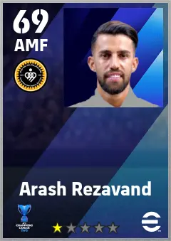 Arash Rezavand eFootball 2026 player card — 69 OVR AMF