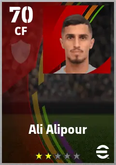 Ali Alipour eFootball 2026 player card — 70 OVR CF