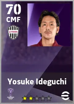 Yosuke Ideguchi eFootball 2026 player card — 70 OVR CMF