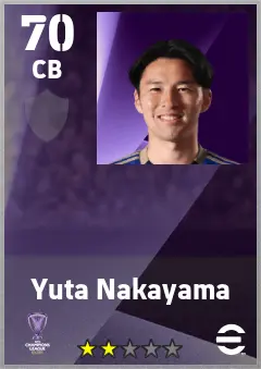 Yuta Nakayama eFootball 2026 player card — 70 OVR CB