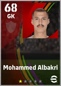 Mohammed Albakri eFootball 2026 player card — 68 OVR GK