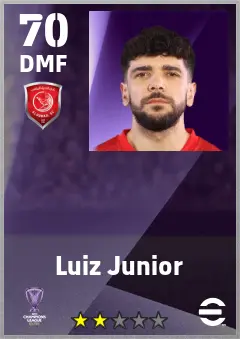 Luiz Junior eFootball 2026 player card — 70 OVR DMF