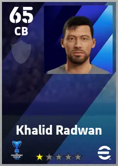 Khalid Radwan eFootball 2026 player card — 65 OVR CB